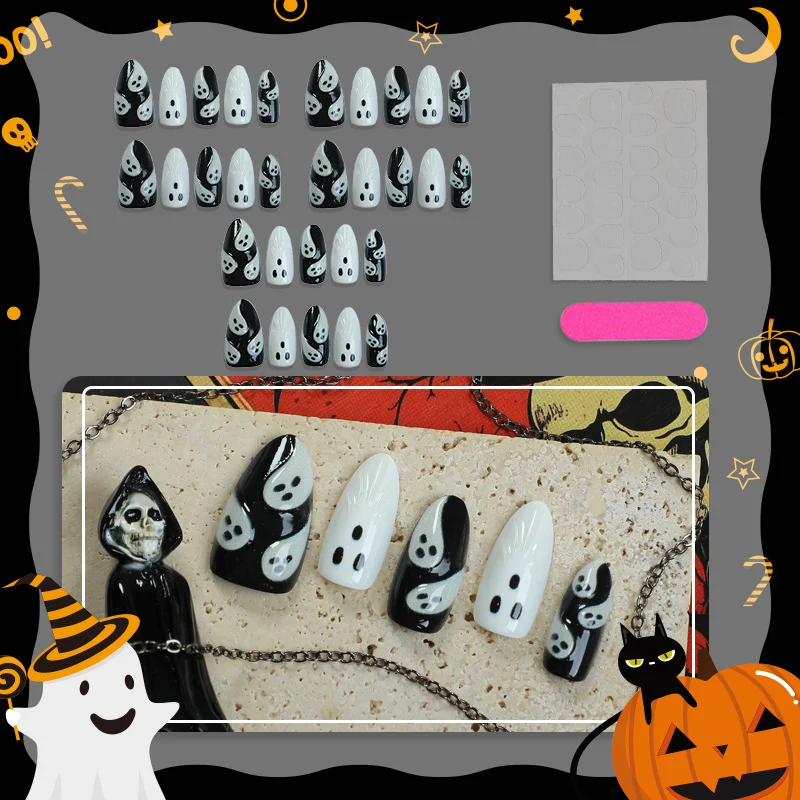 Spooky Ghost-Themen Press-On Nagelkunst