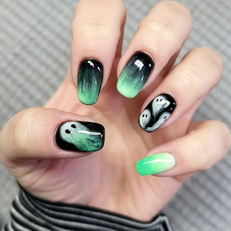 Spooky Ghost-inspirierte Press-On-Nagelset