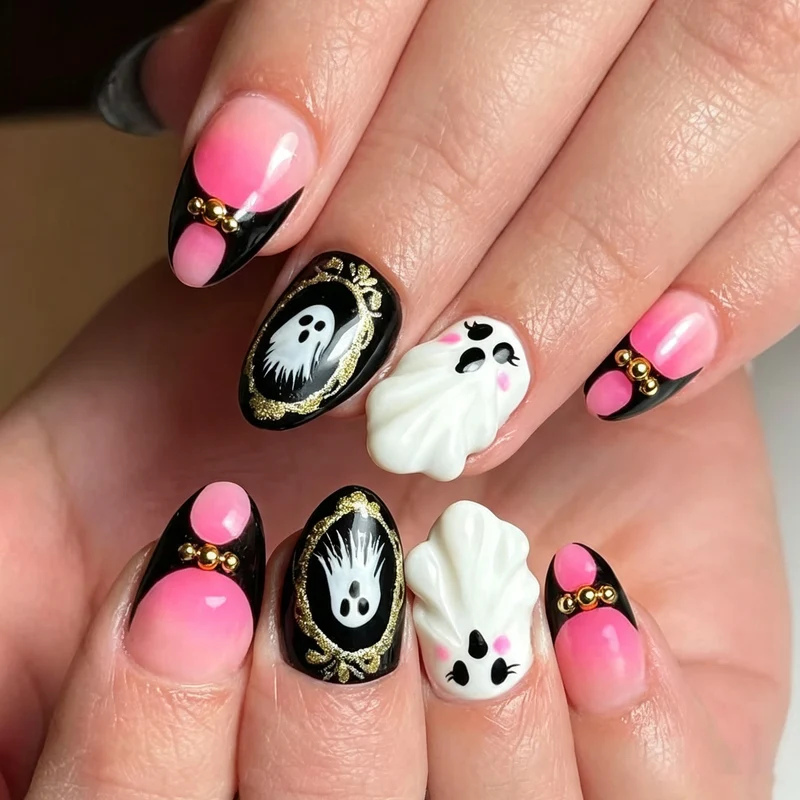 Halloween-Themen Geisterhafte Press-On-Nagel Set