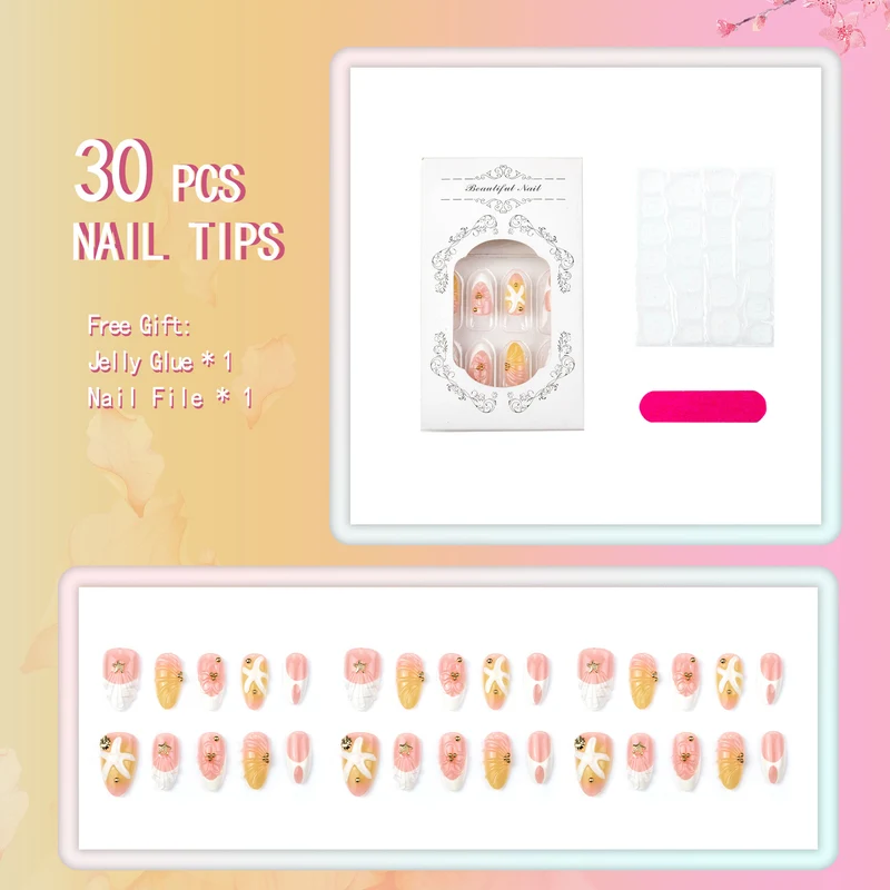 Luxuriöses von Ozeanen inspiriertes Press-On Nail Set