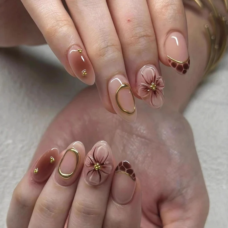 Luxus Floral Verziert Press-On Nail Set