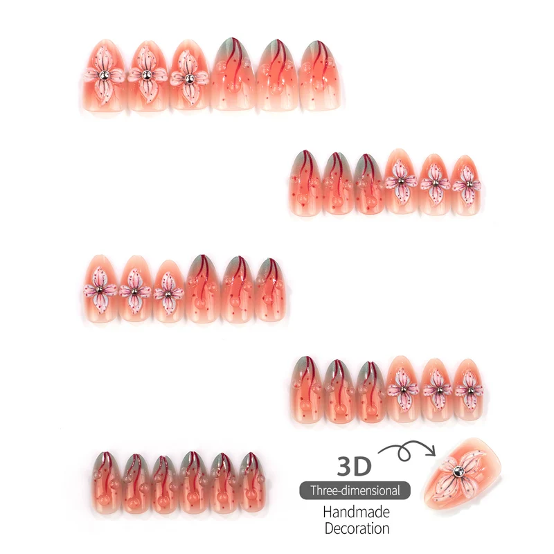 Floral Artikulierter Press-On Nagelset