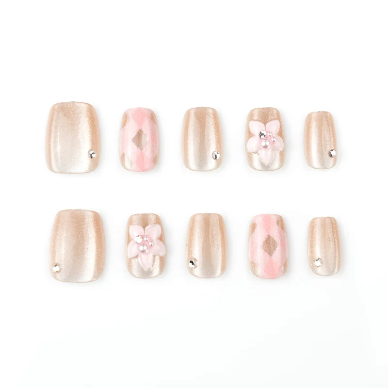Floral und Perlen Dekorative Aufklebenägel Set