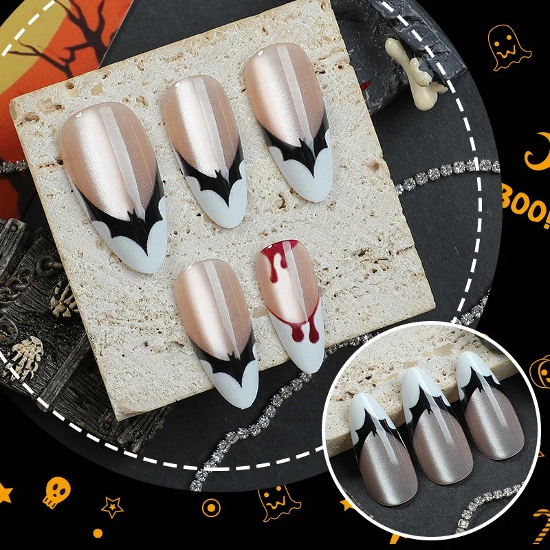 Halloween-Themen Künstlerische Press-On Nägel