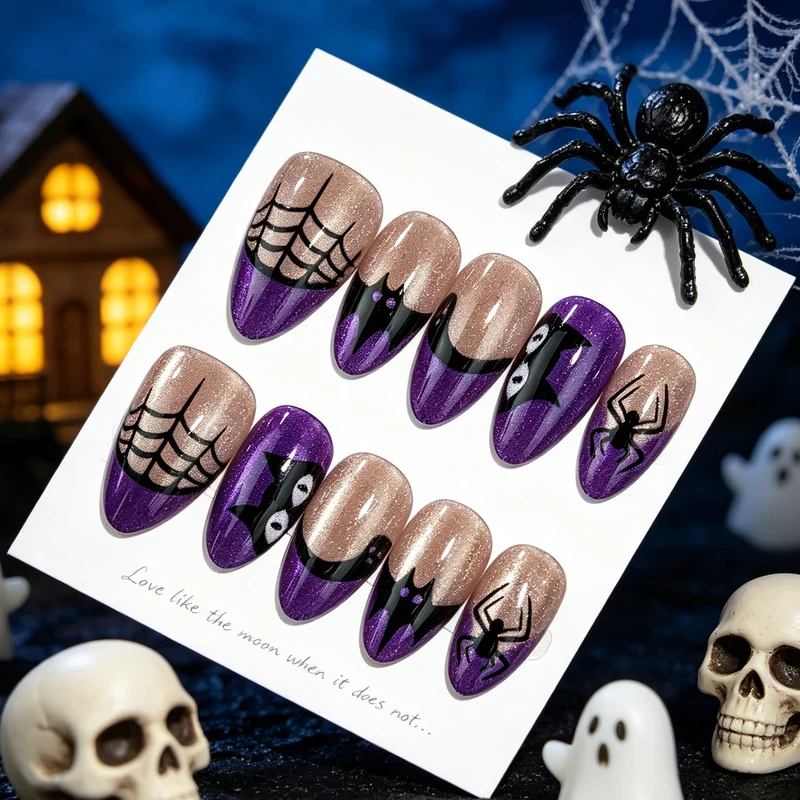 Gothic Spider Web Press-On Nagelkunst Set