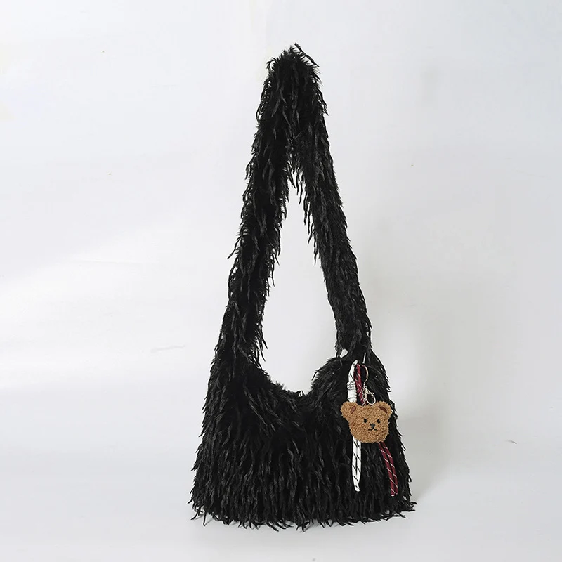 Fluffige Fransenschultertasche