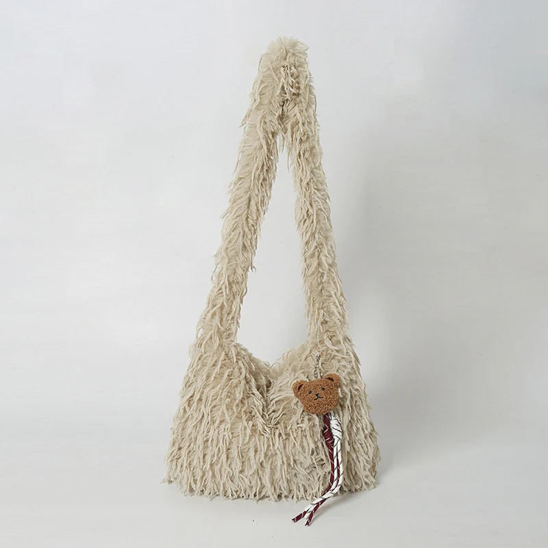 Fluffige Fransenschultertasche
