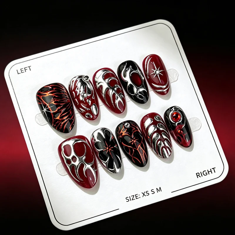 Gothic-inspiriertes dekoratives Press-On-Nagelkunst-Set
