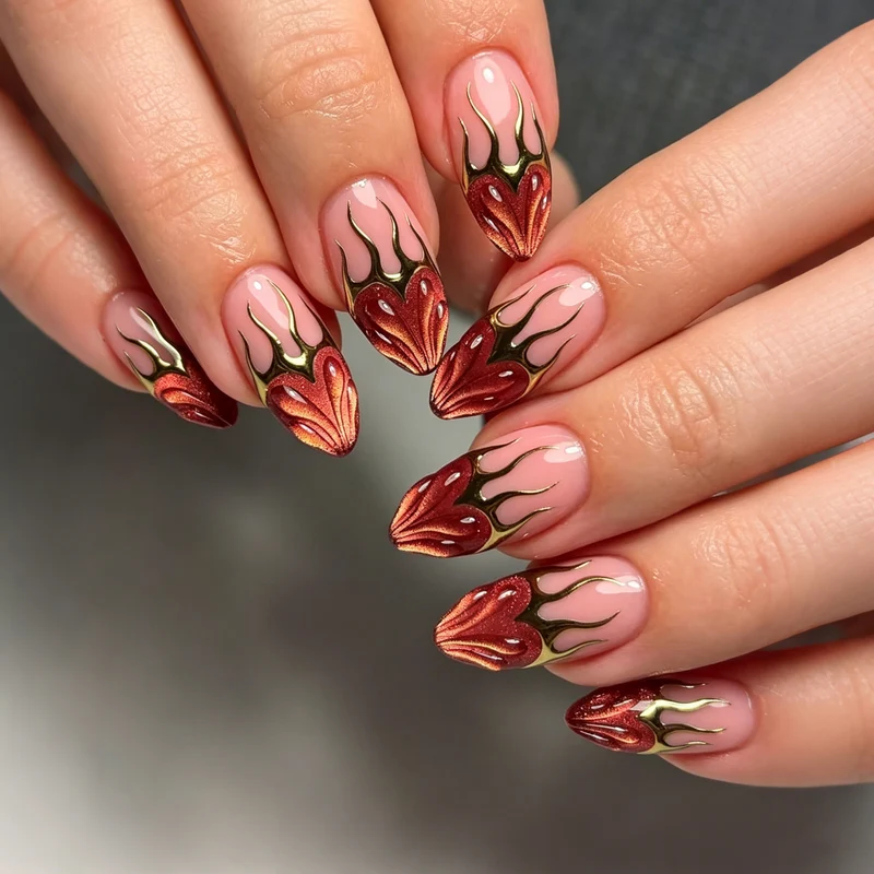 Gothic Flame Design Press-On Nägel
