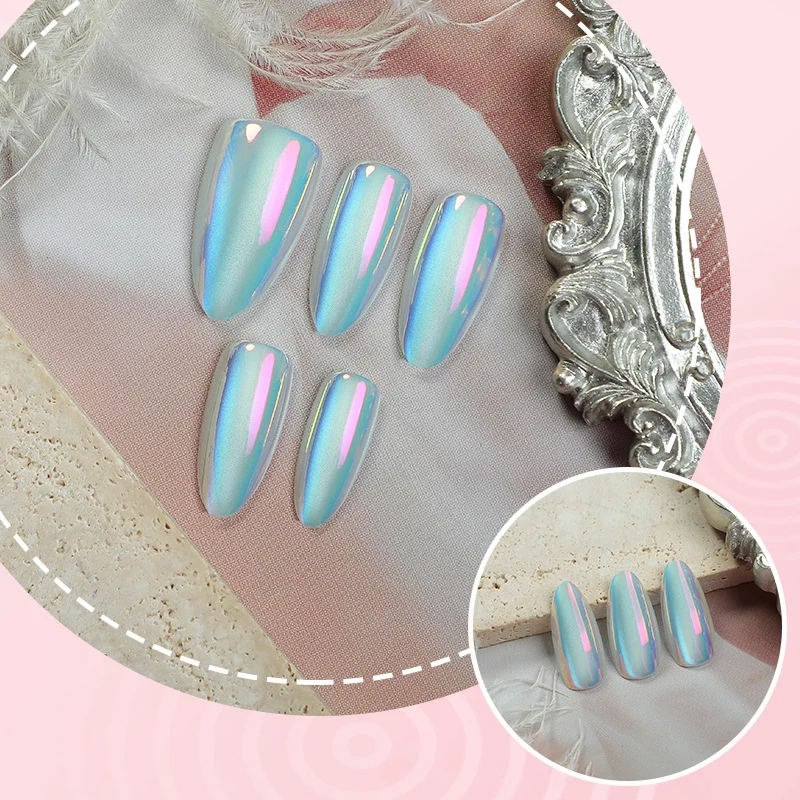 Glänzendes Ombre Druck-On-Nagelset