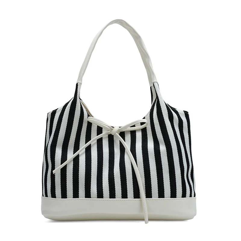 Gestreifte Freizeit-Shopper-Tasche