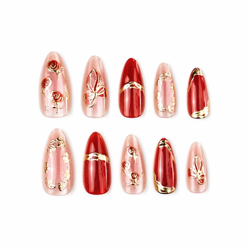 Vergoldetes Rahmen Dekorative Press-On Nail Set