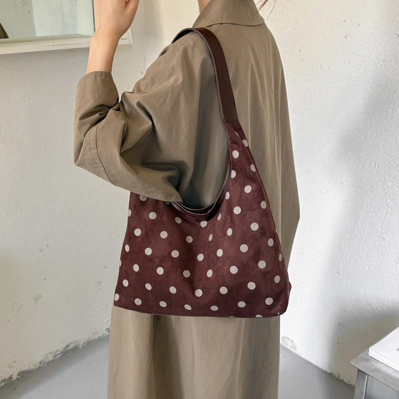 Polka Dot Wildleder Einkaufstasche