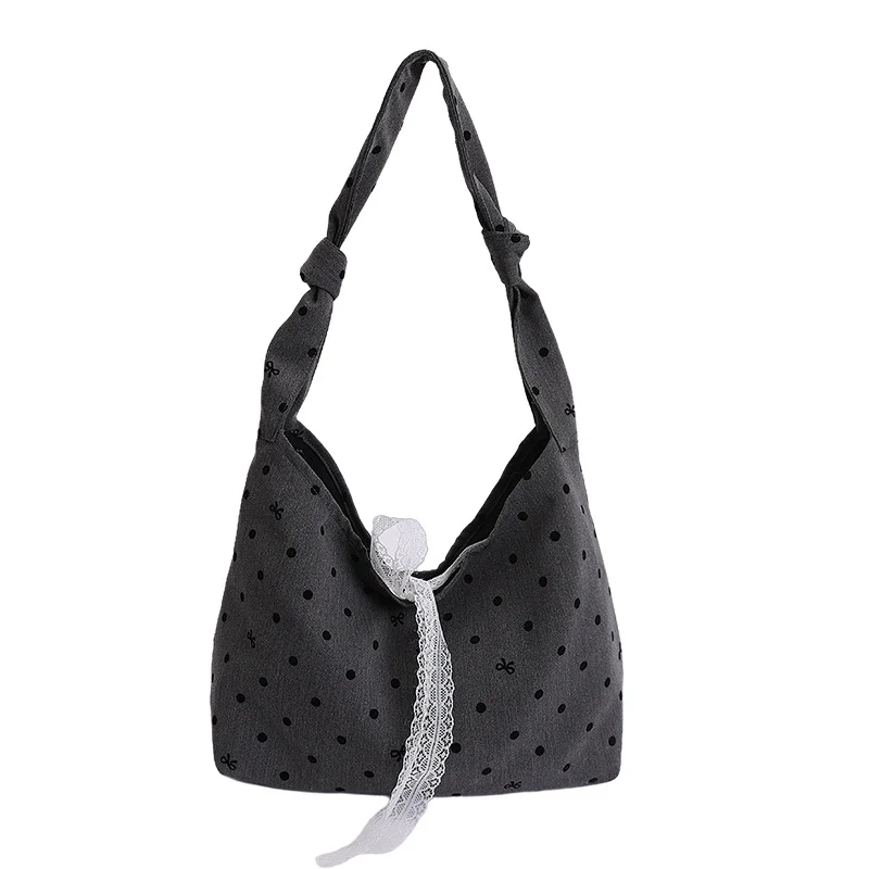 Polka Dot Canvas Hobo Tasche