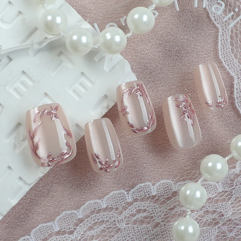 Elegantes Glitter-Akzent Press-On Nagelset