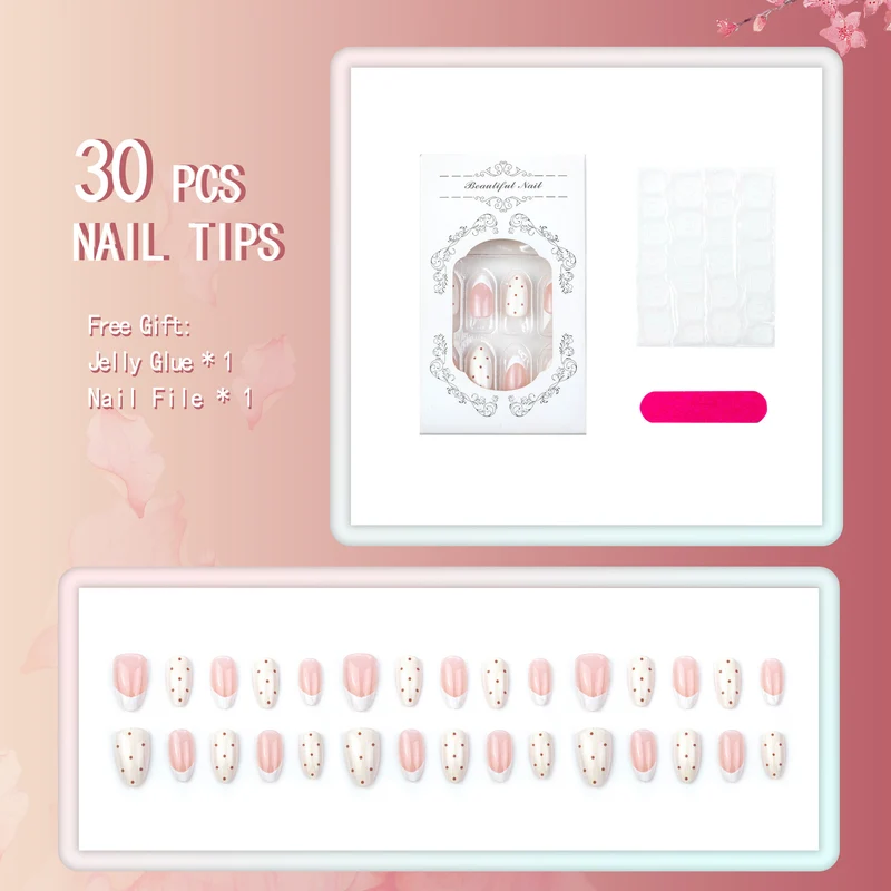 Elegantes französisches Tipp-Press-On-Nagelset