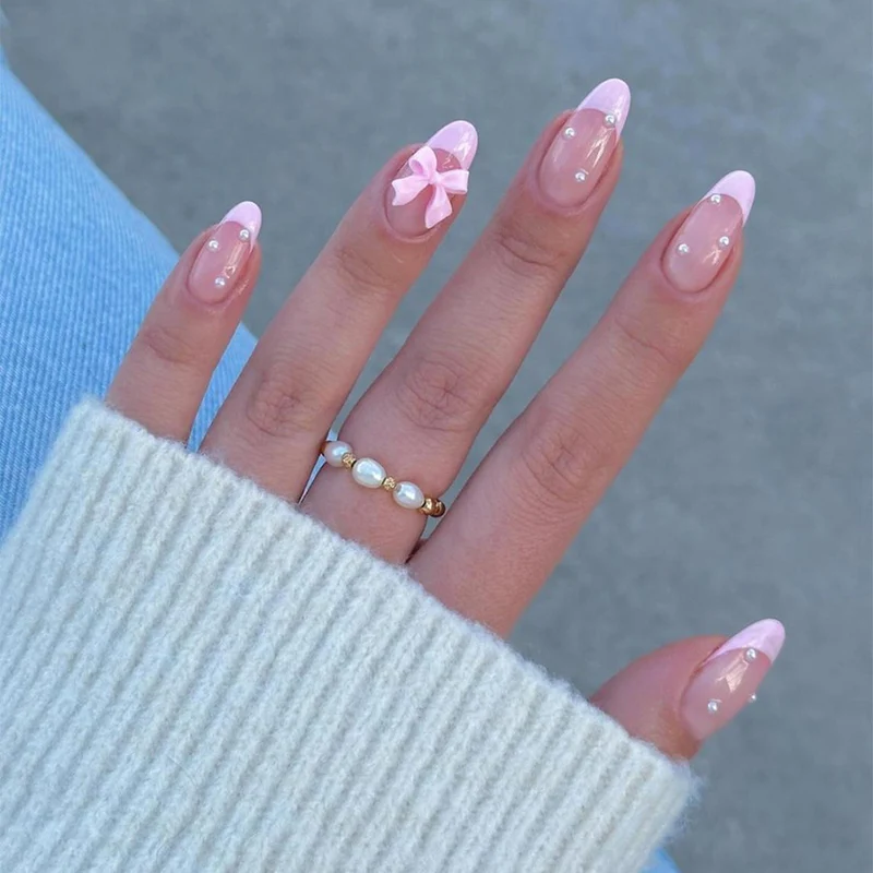 Elegantes Französisches Tipp Druck-On Nagelkunst Set