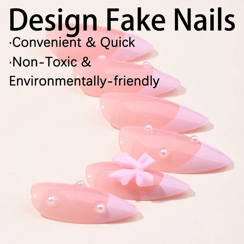 Elegantes Französisches Tipp Druck-On Nagelkunst Set