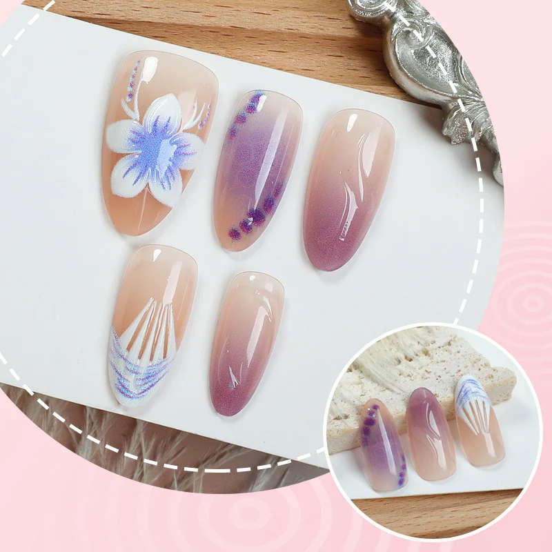 Elegantes Blumendesign Press-On Nagelkunst-Set