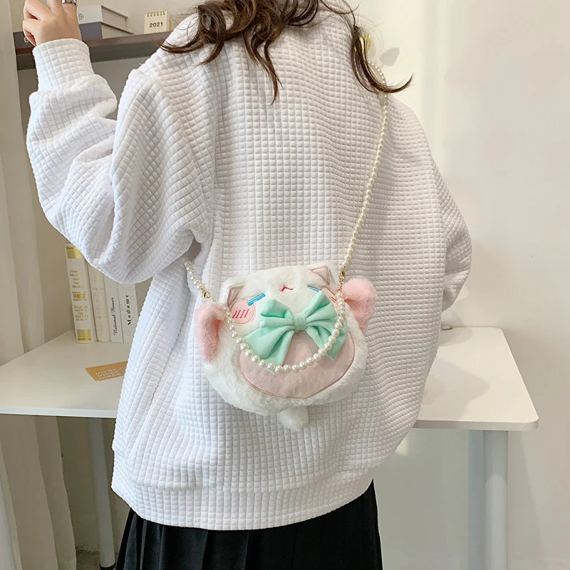 Niedliche Plüsch-Katzen-Themen-Handtasche