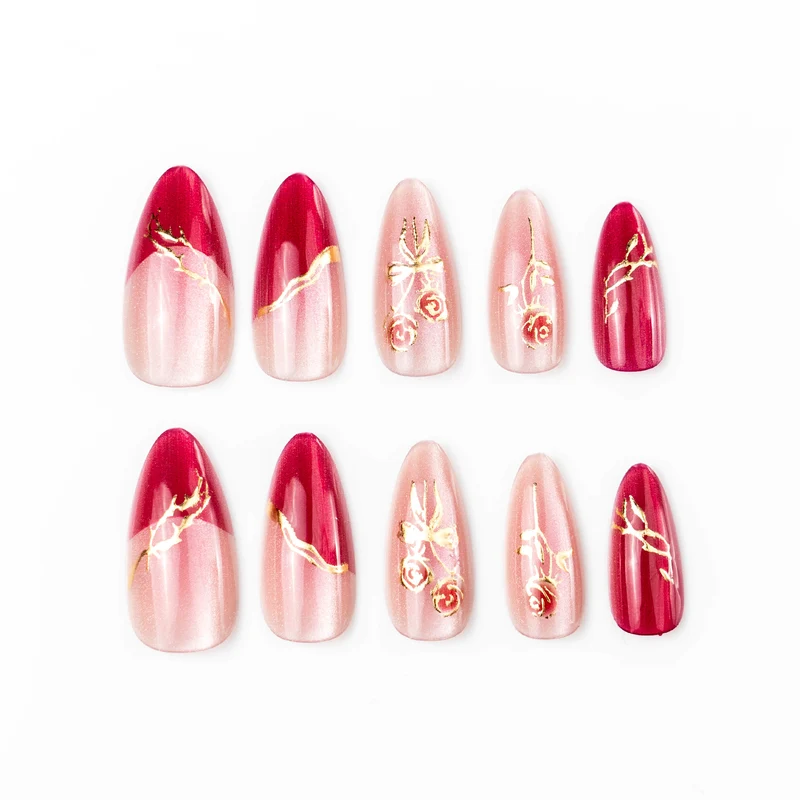 Elegantes florales Press-On-Nagelkunstset