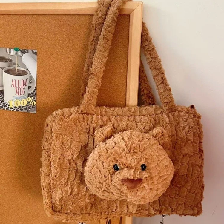 Niedlicher Plüschbär-Themen-Crossbody-Tasche