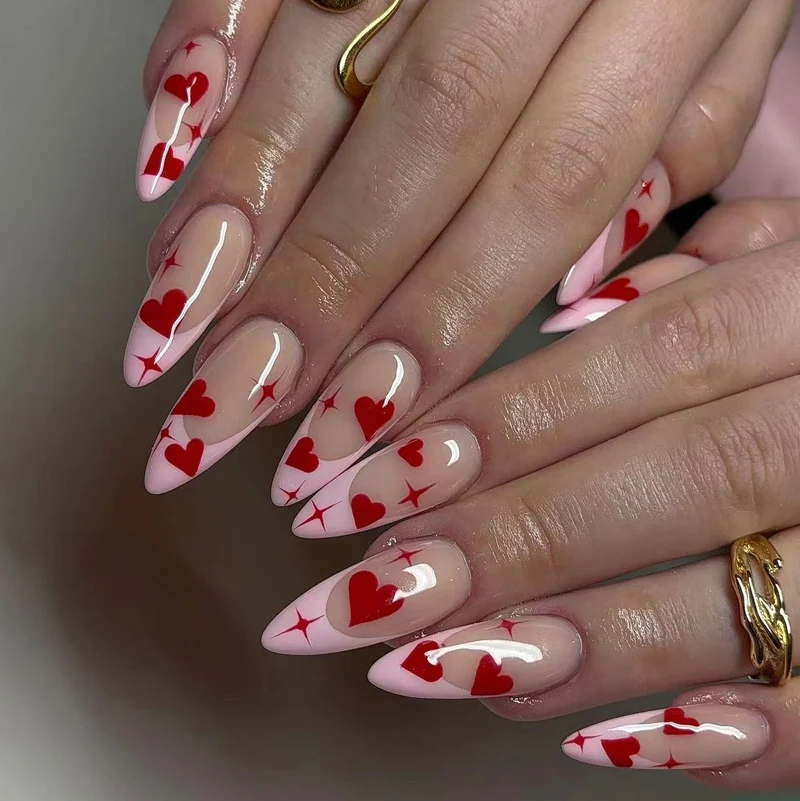 Herz-Motiv Acryl Nagelkunst Set