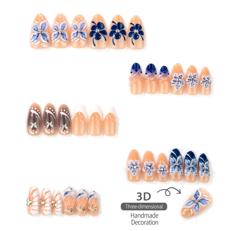 Elegante florale dekorative Press-On Nagelset 1790738681