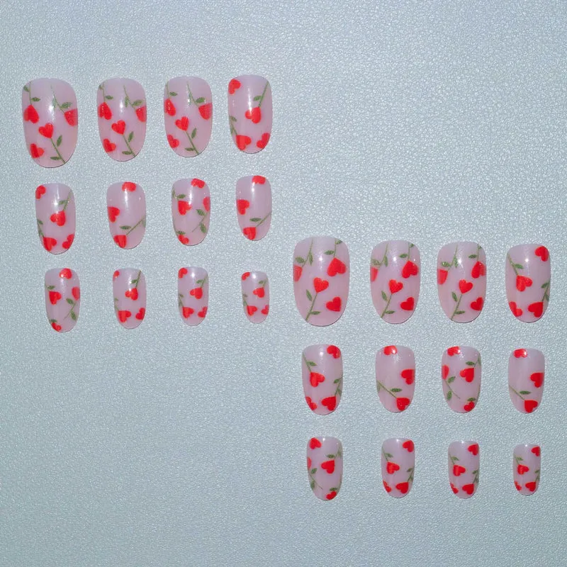 Florales Herz Akzent Nagelkunstset