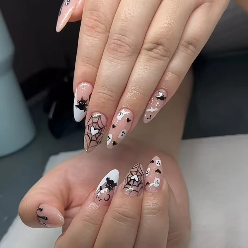 Halloween-Themen-Spinnen- und Gespenster-Nagelkunst-Set