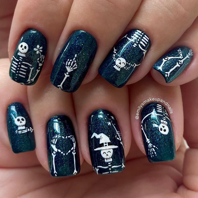 Halloween-Themen Skelett Nagel Kunst Set
