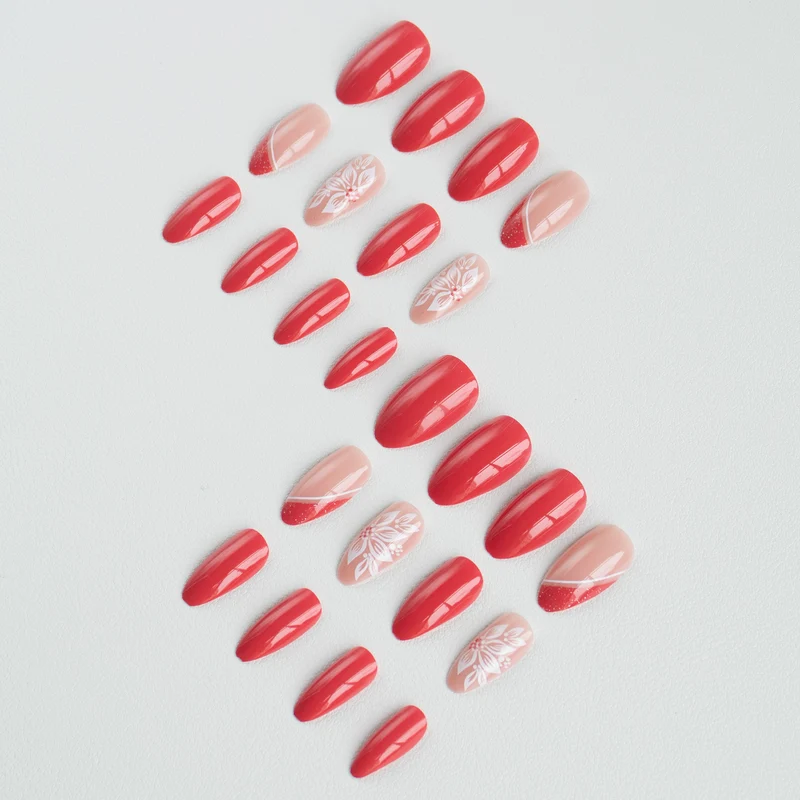 Floral Design Acrylic Nail Art