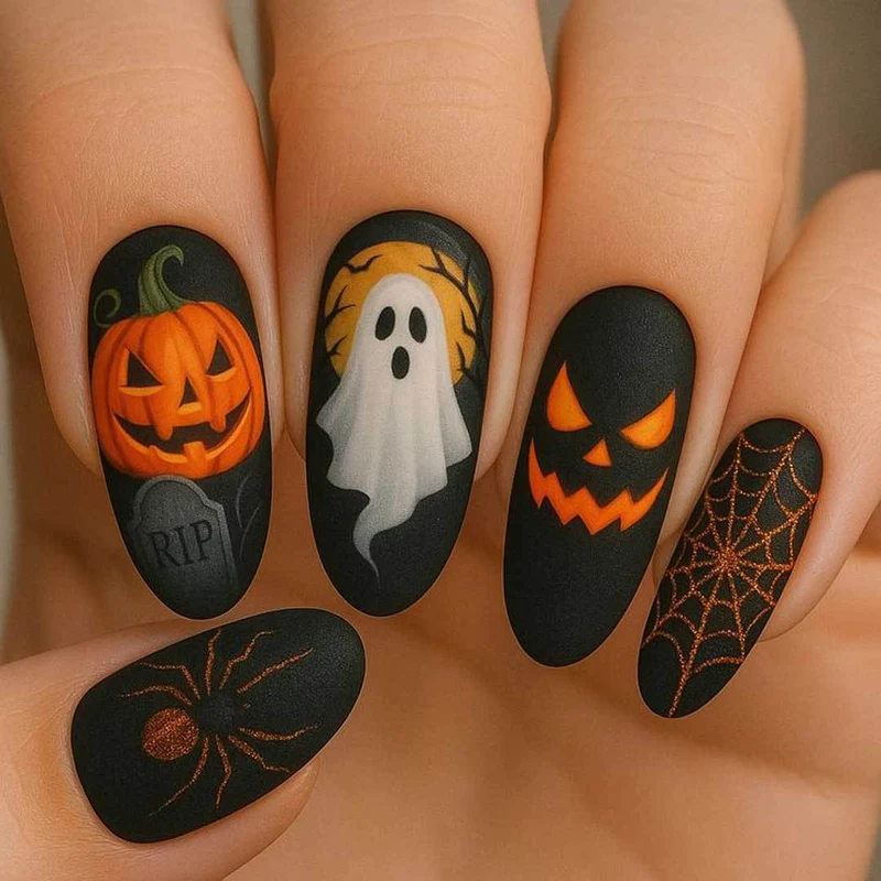 Gruseliges Halloween-Thema Nagelkunst-Set