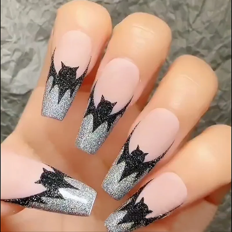 Halloween Themen Glitter Fledermaus Nagelkunst Set