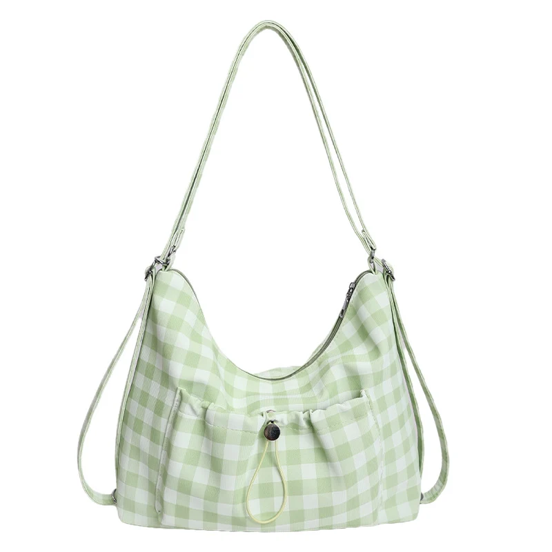 Gingham-Print Schlapp Schultertasche