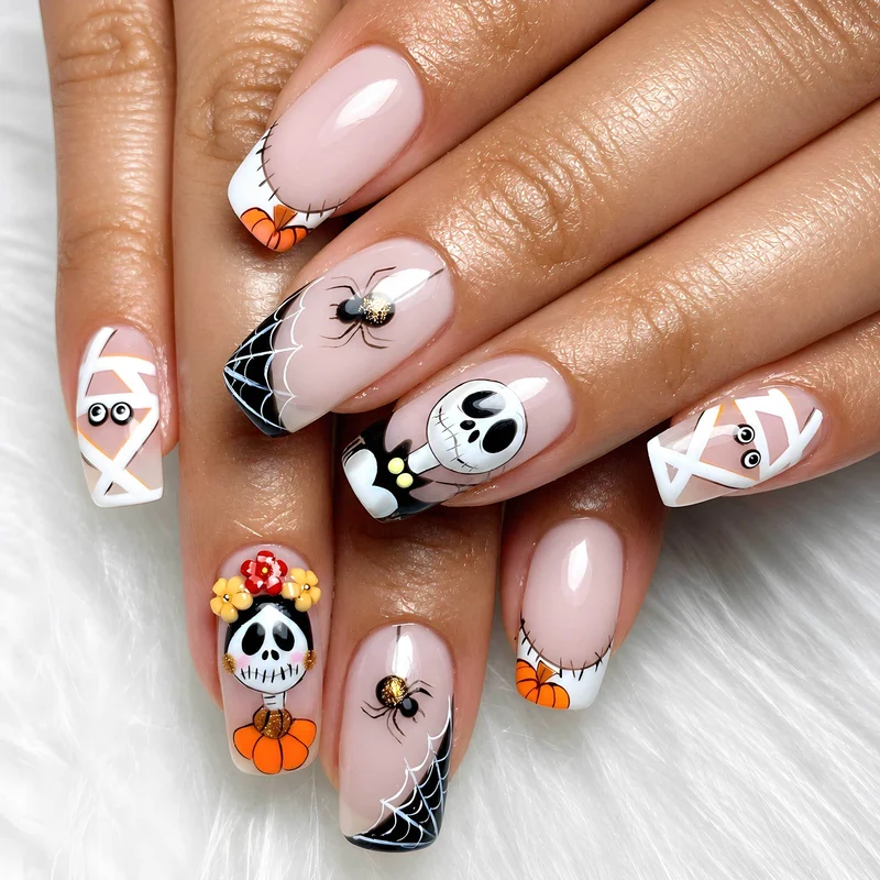 Halloween-Themen Cartoon Nagelkunst Set