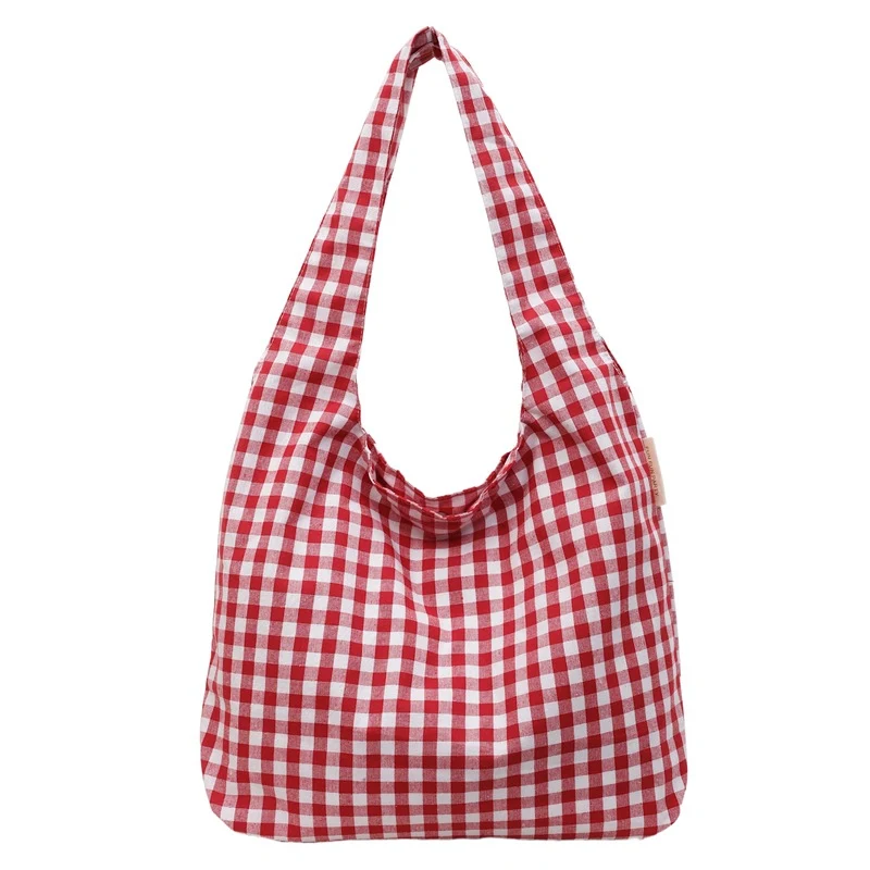 Gingham-Muster Hobo-Tasche