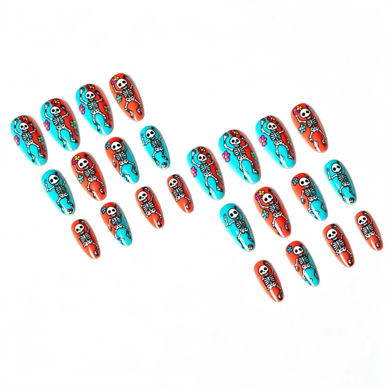 Halloween-inspiriertes Skelett-Nagelkunst-Set