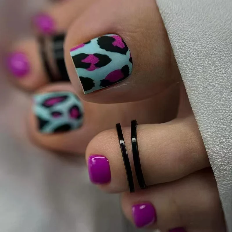 Verspielt Leopardenmuster Pediküre Nagelkunst