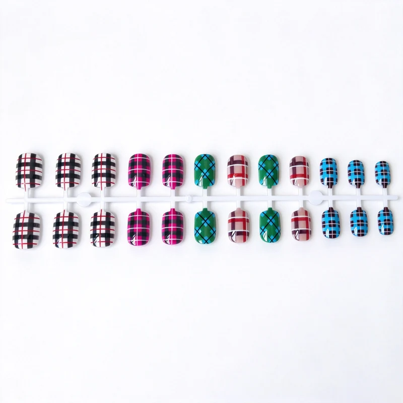 Kariertes Muster Nagelkunst Aufkleber