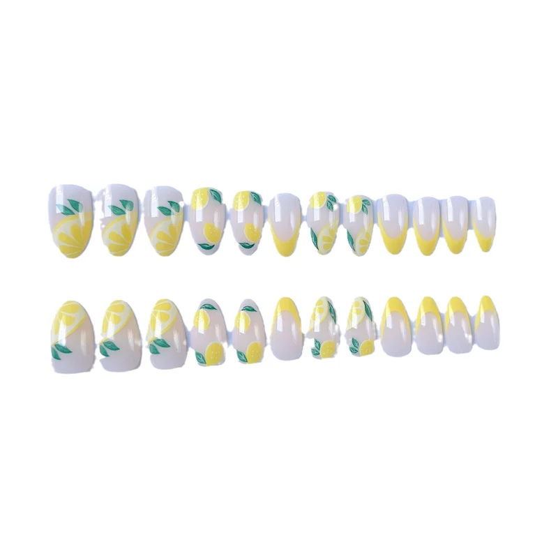 Stylisches Nagelkunst-Set mit Zitrone und Blumenmuster
