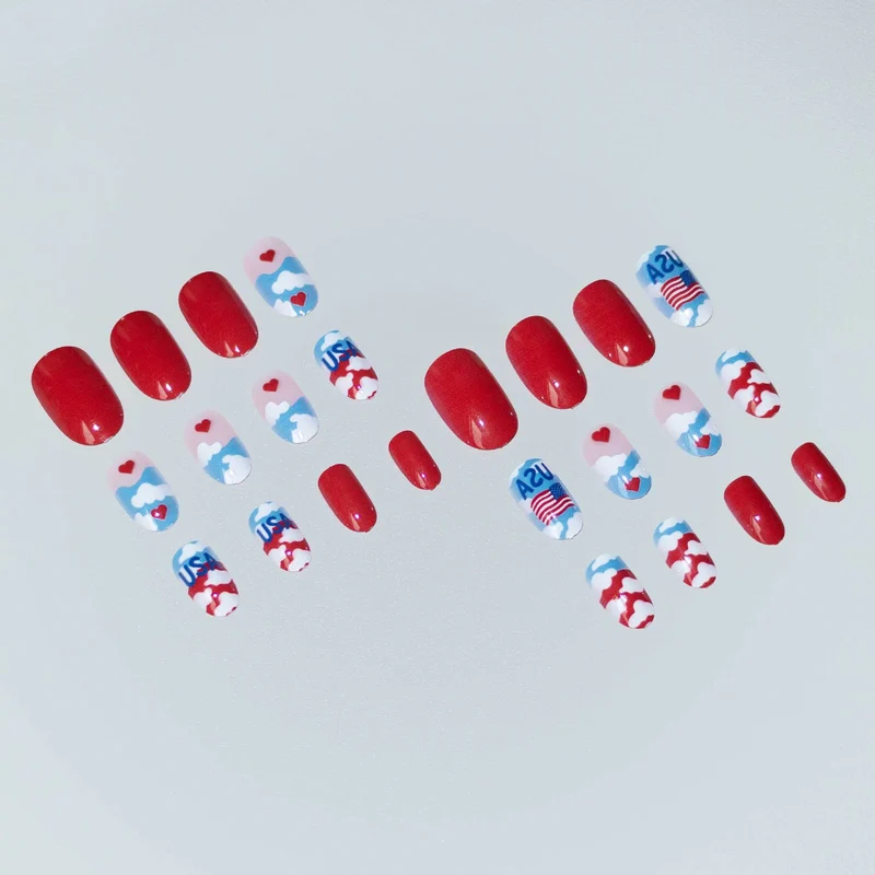 Patriotisches Wolken-Themen-Nagelkunst-Set