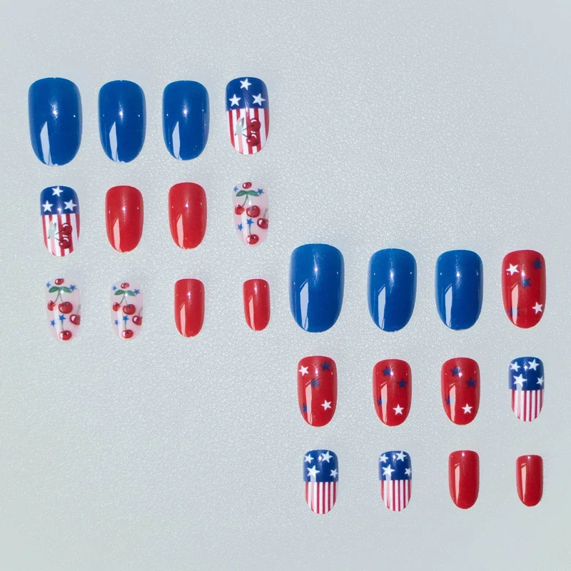 Patriotisches Kirsch-Themen-Nagelkunst-Set