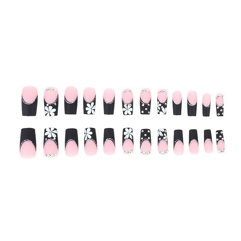 Glamouröses Floral- und Strass-Nagelkunst-Set