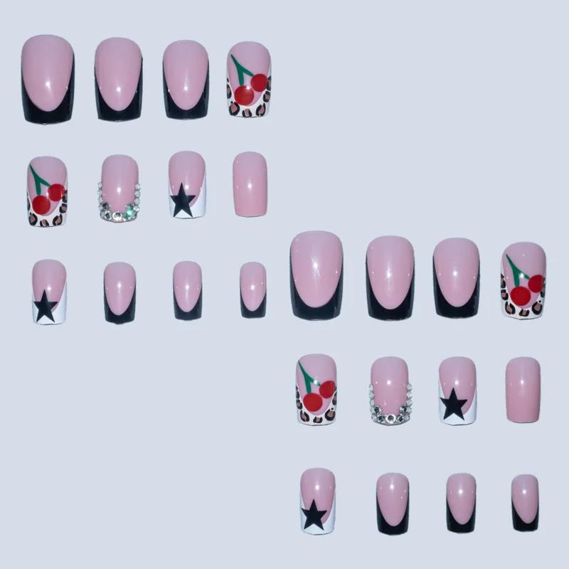 Künstlerisches Nail Art Design Set mit Kirsch- und Sternelementen