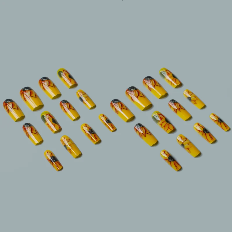 Künstlerisches Sonnenblumen Acryl Nagelkunst Set