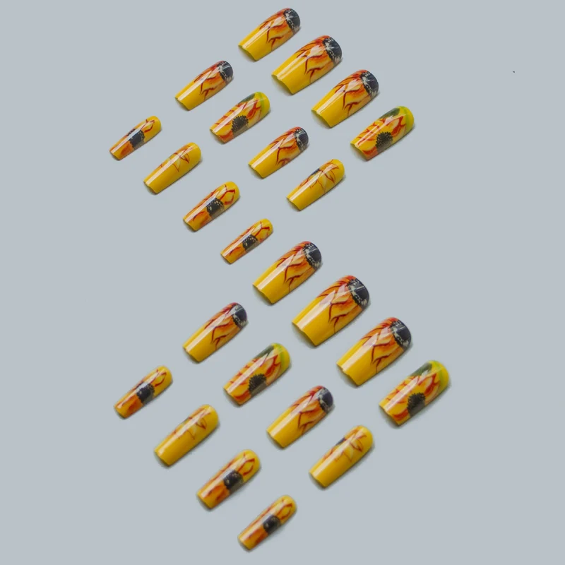 Künstlerisches Sonnenblumen Acryl Nagelkunst Set
