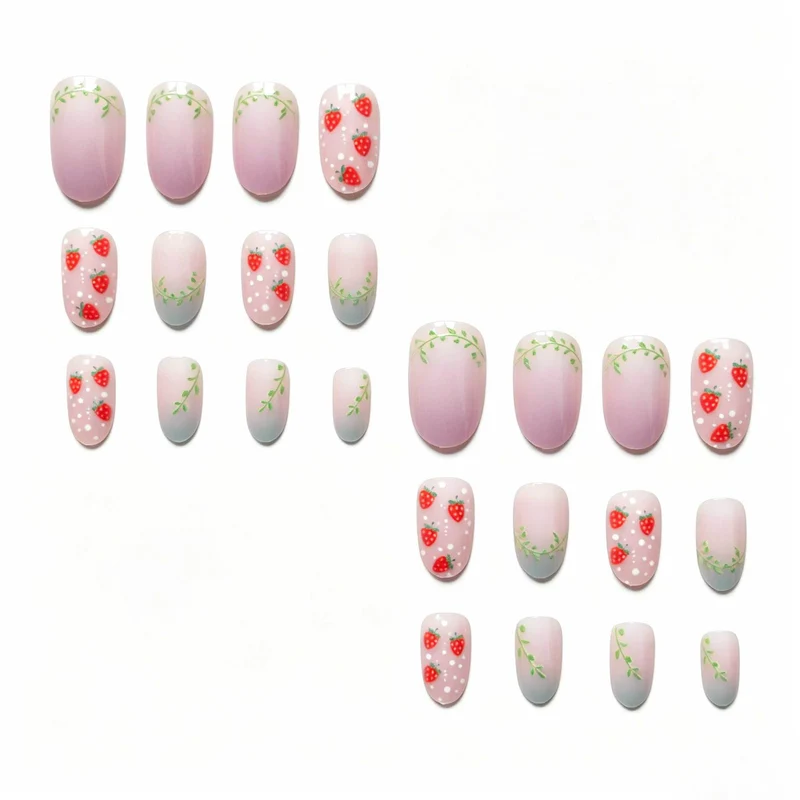 Künstlerische Erdbeer-Themen-Nagelkunst