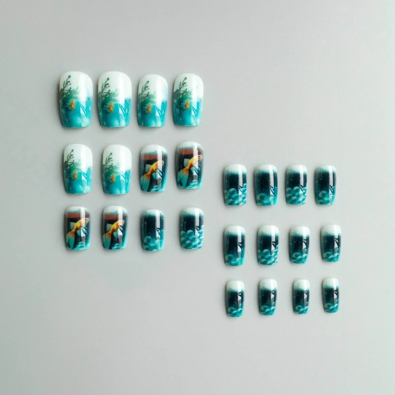 Künstlerisches 3D Aquarium Nagelkunstset