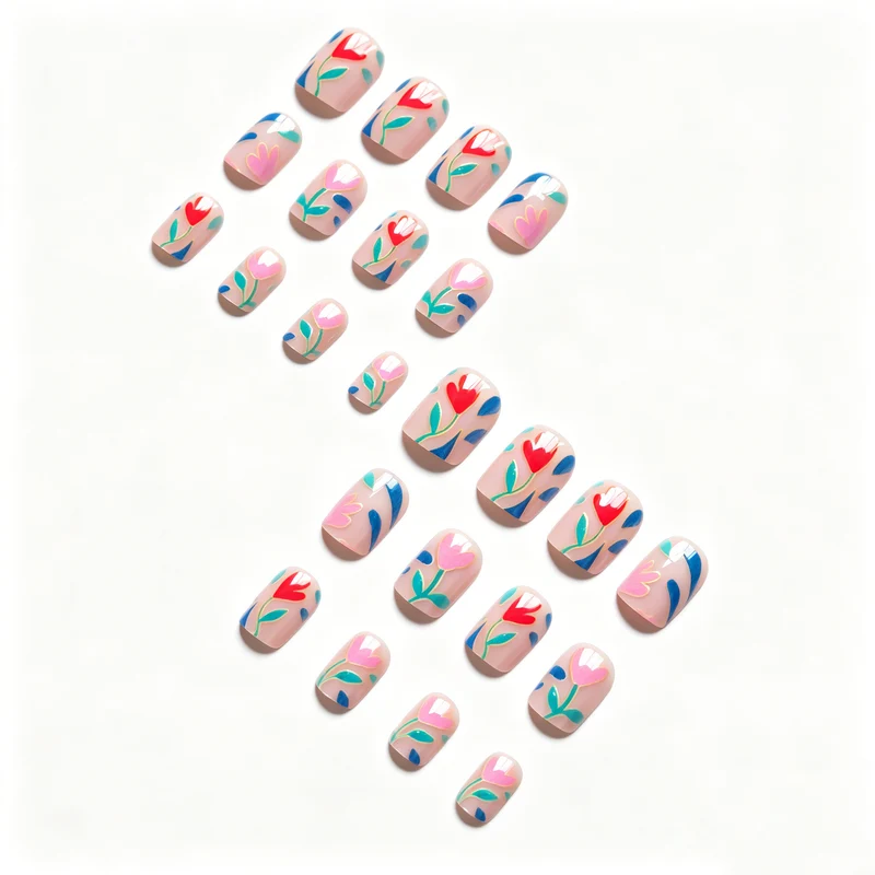 Künstlerisches Floral-Nageldesign